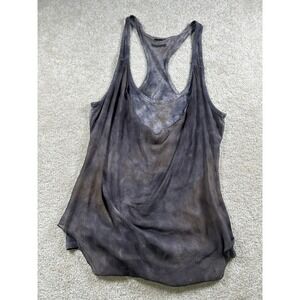 Guess Tank Top Womens L Y2K Gray Tie‎ Dye Sleeveless Chiffon Silk Trim Racerback